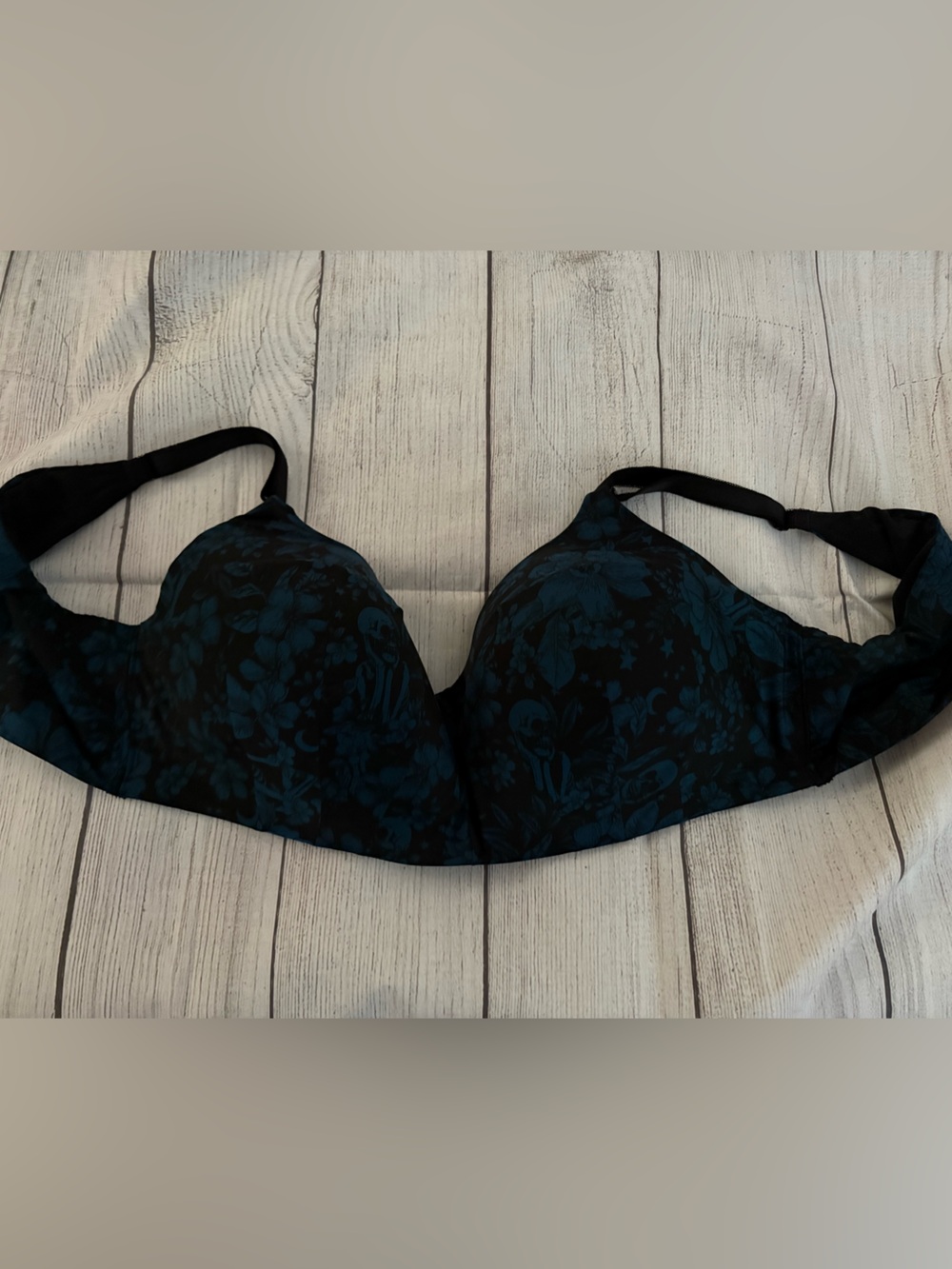 Black & Teal Floral Woman's Bra